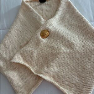 Elegant Cream Sweater wrap with Gold button Accent